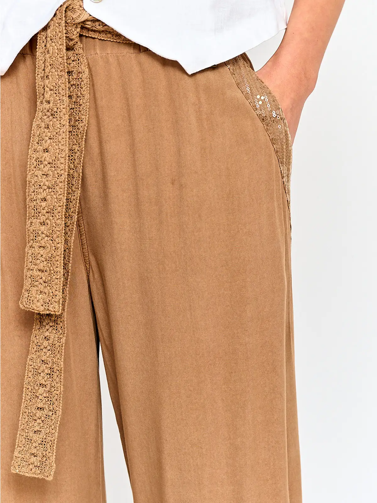 PANTALÓN MUJER TATIENNE FLUIDO CINTURÓN MACRAMÉ - 3