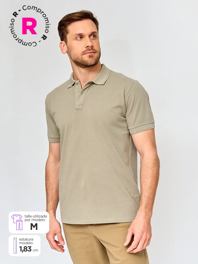 CACHAREL POLERA HOMBRE CACHAREL ALGODÓN CUELLO POLO MANGA CORTA LAVADA
