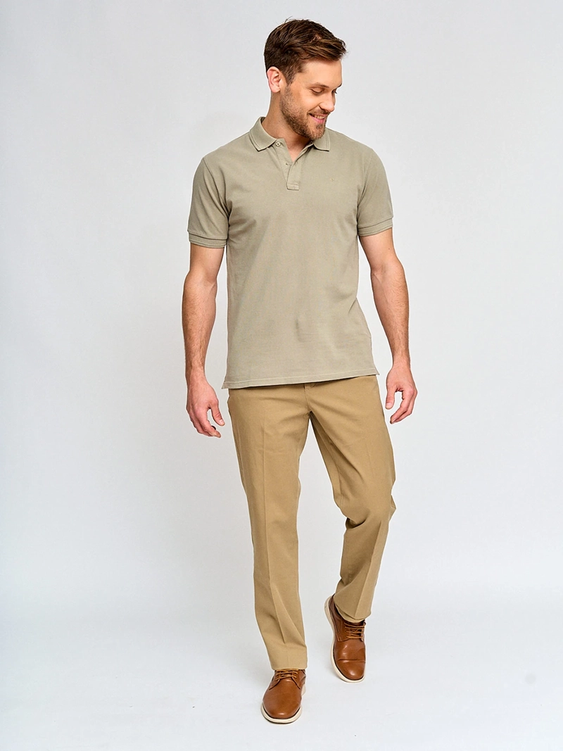 POLERA HOMBRE CACHAREL ALGODÓN CUELLO POLO MANGA CORTA LAVADA - 4