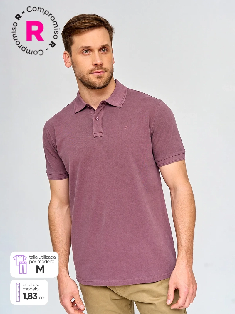 POLERA HOMBRE CACHAREL ALGODÓN CUELLO POLO MANGA CORTA LAVADA
