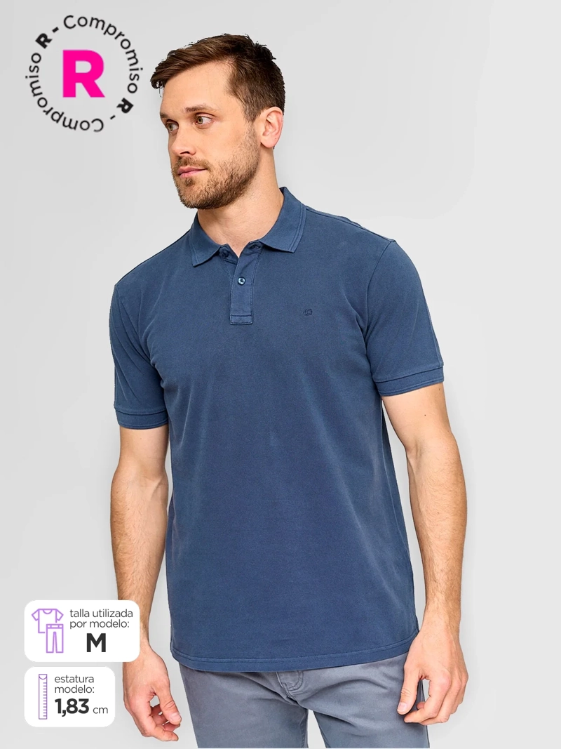 POLERA HOMBRE CACHAREL ALGODÓN CUELLO POLO MANGA CORTA LAVADA
