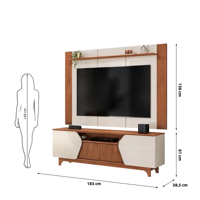 CENTRO DE ENTRETENCIÓN DI PORETTI DESIGN HELO 75" 4P CAFÉ CLARO - 4