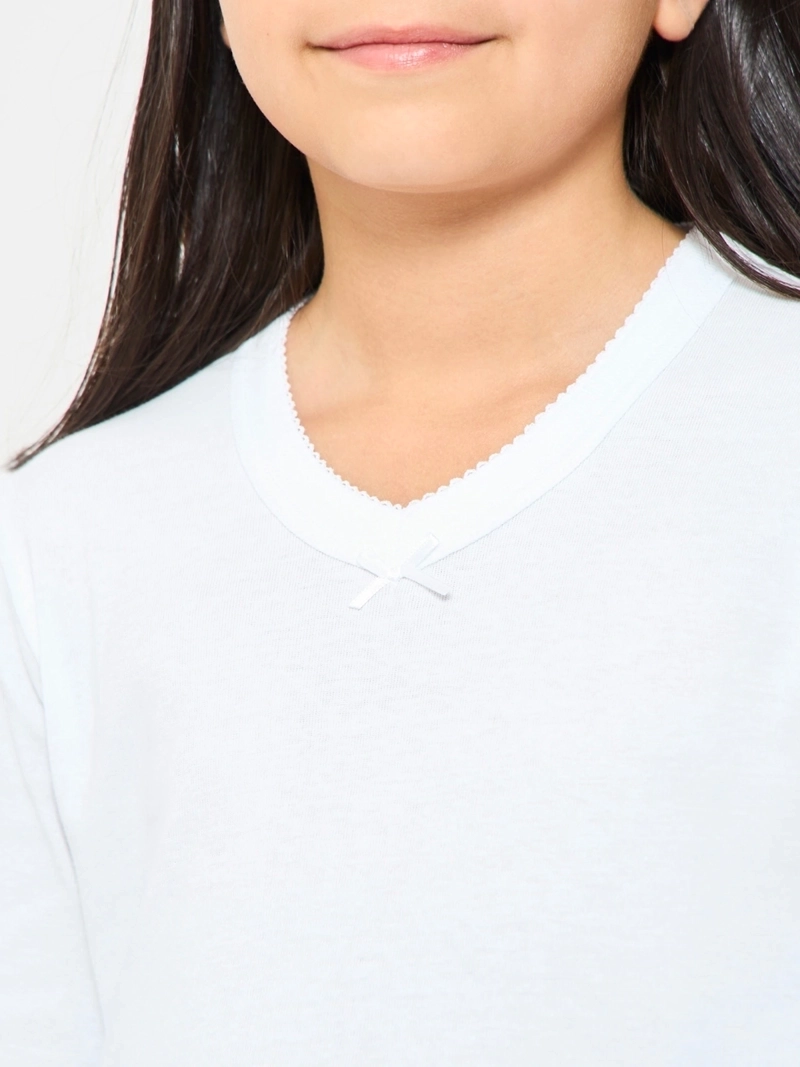 PACK 2 CAMISETAS MANGA LARGA ALGODÓN NIÑA PALMERS BLANCO CUELLO V PREMIUM - 3