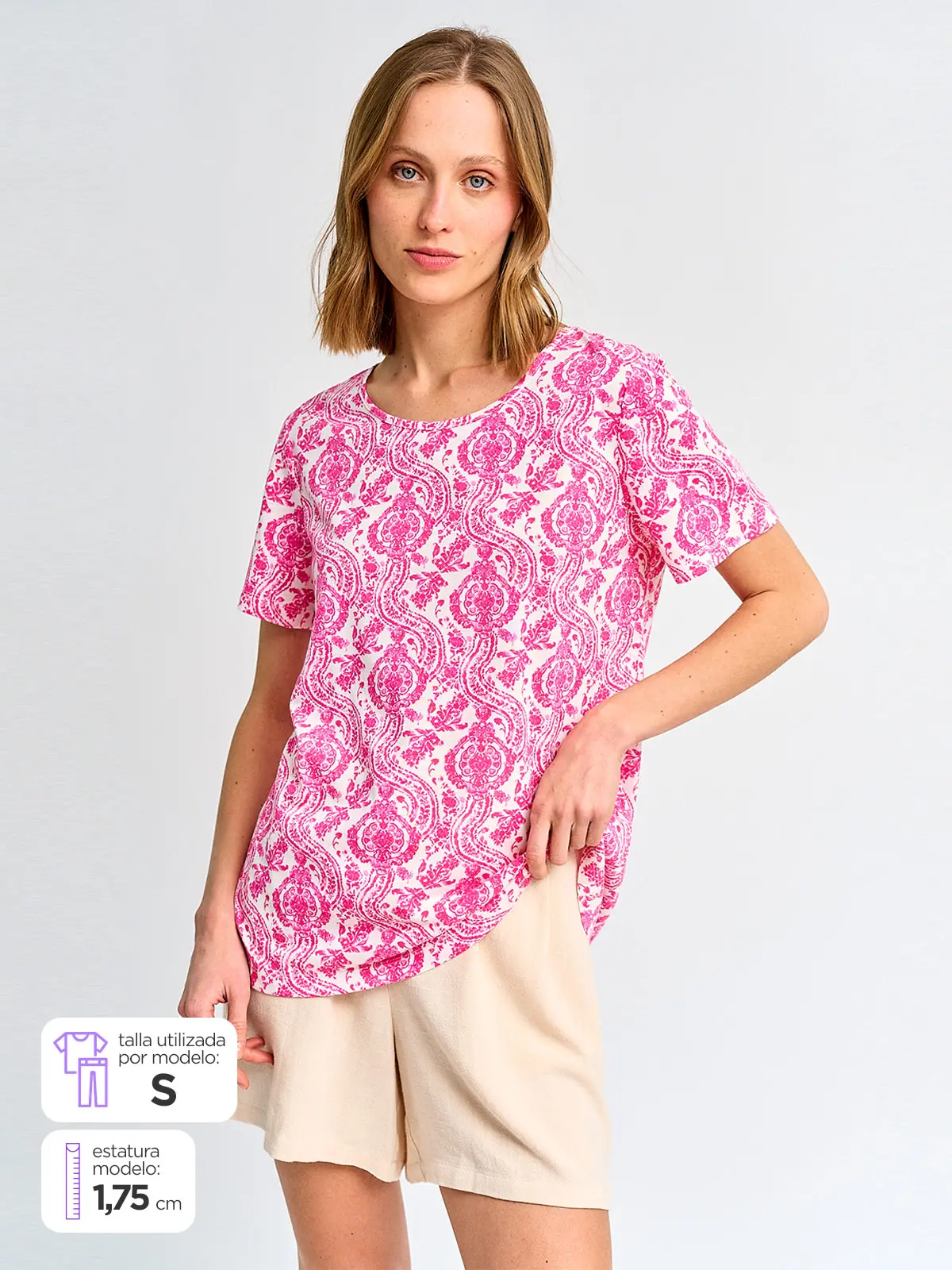 POLERA MUJER AZIZ MANGA CORTA ESTAMPADA