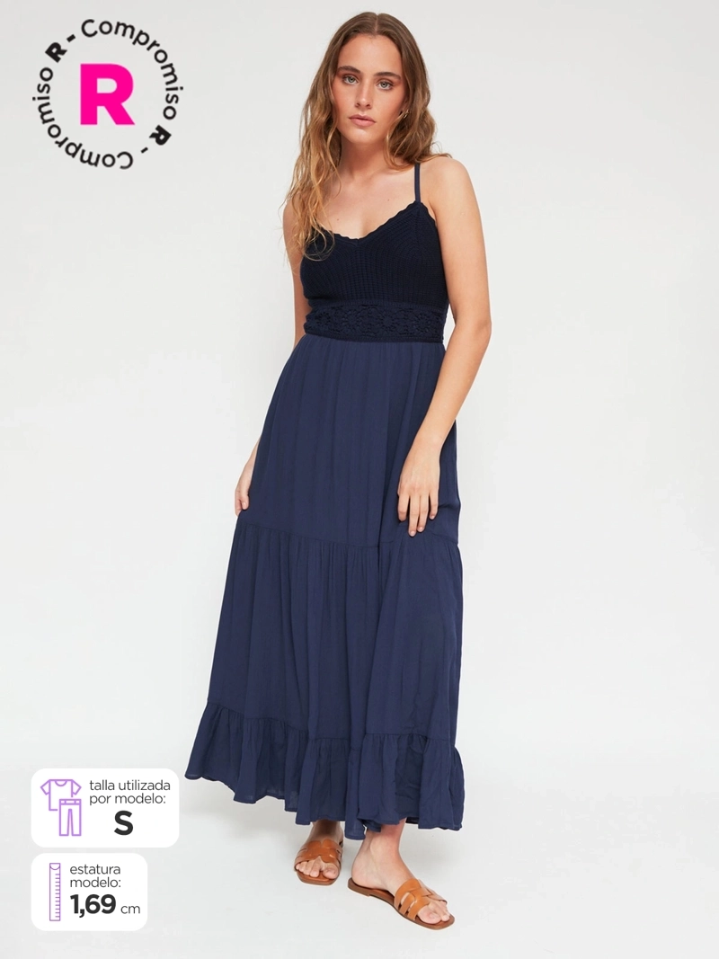 VESTIDO MUJER INDEX LARGO MACRAMÉ - 1