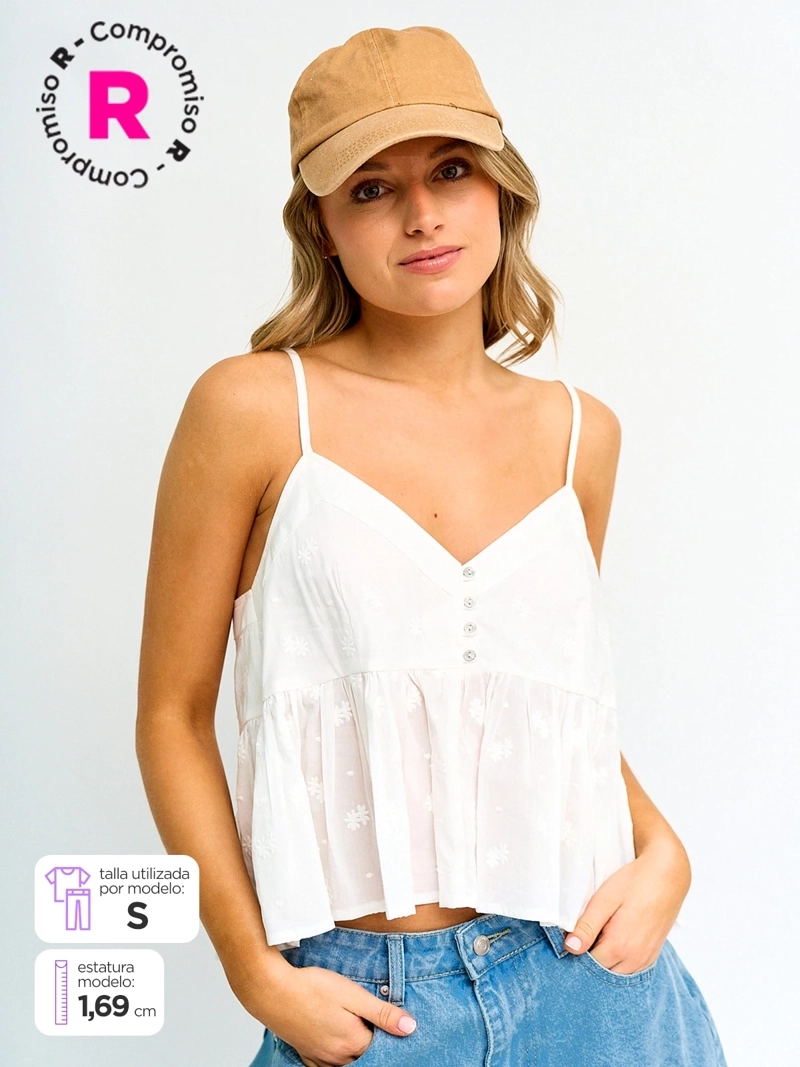 BLUSA MUJER INDEX SIN MANGAS BORDADO