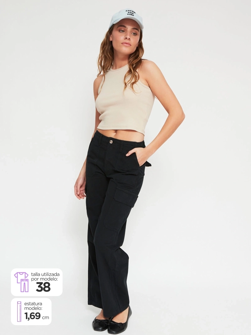 PANTALÓN DE BUZO MUJER INDEX ALGODÓN CARGO - 1