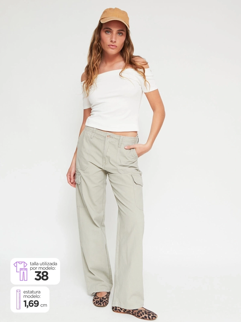 PANTALÓN DE BUZO MUJER INDEX ALGODÓN CARGO - 1