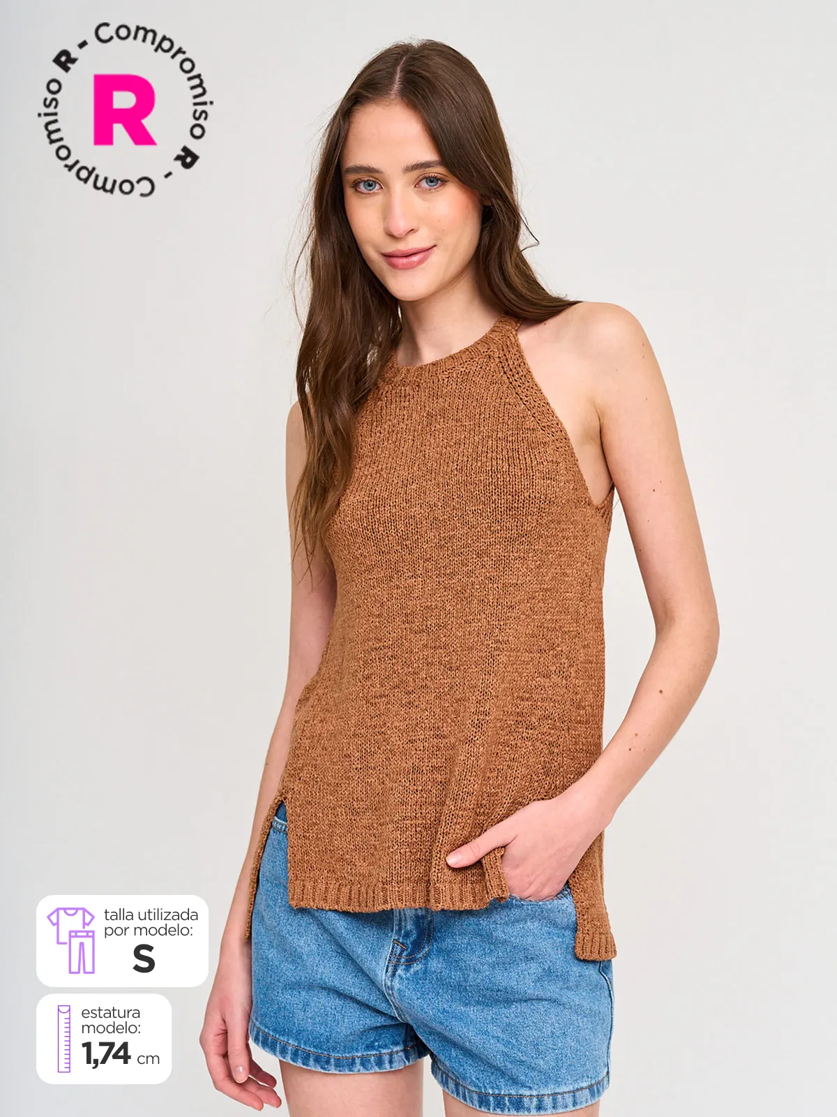 POLERA MUJER BARBADOS SIN MANGAS TEJIDA - 1