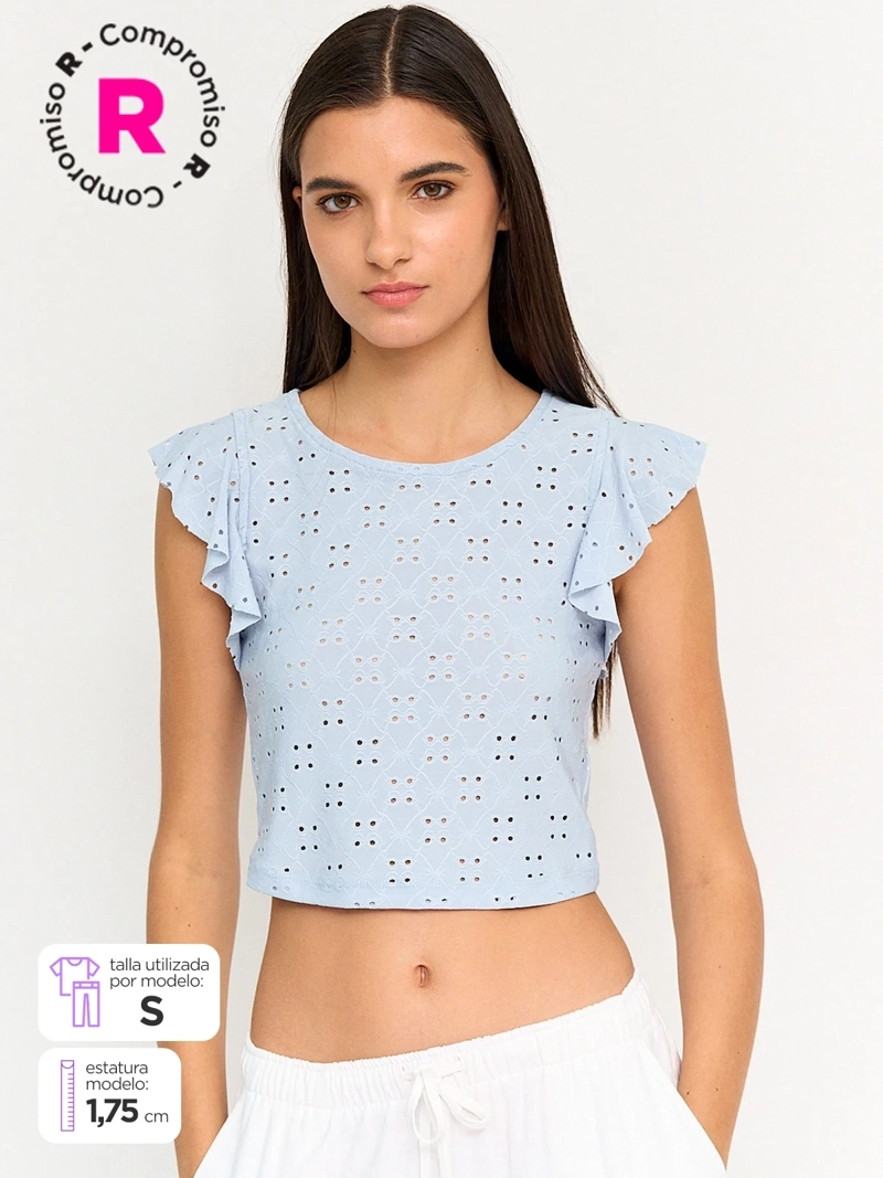 POLERA MUJER INDEX SIN MANGAS BRODERIE VUELOS - 1