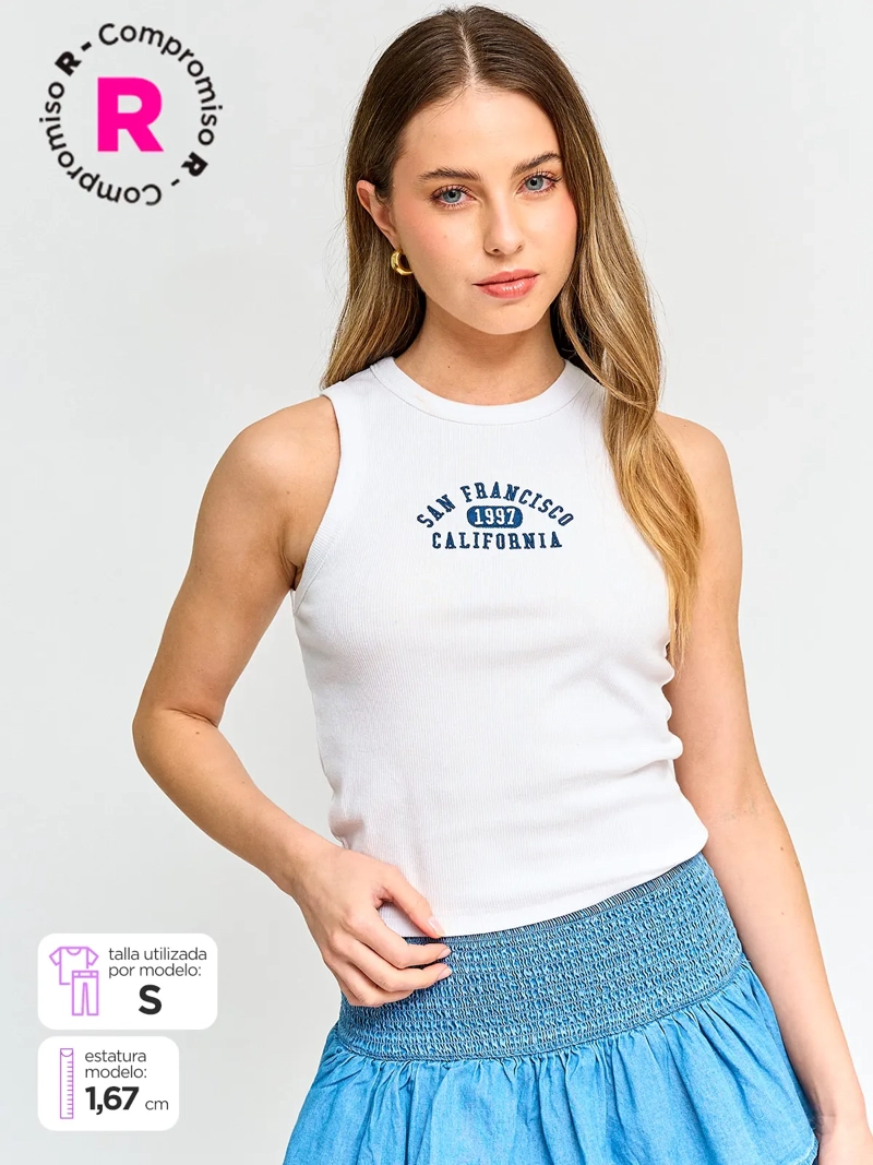 POLERA MUJER INDEX ALGODÓN SIN MANGAS BÁSICA - 1
