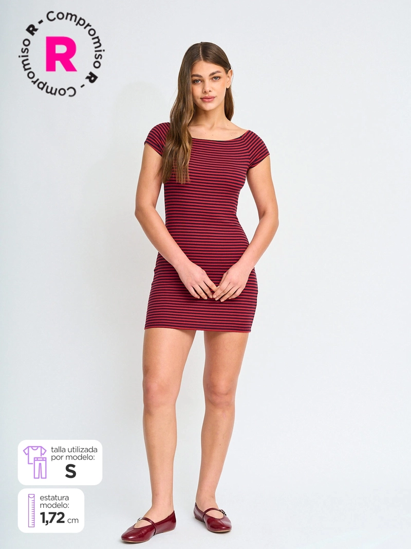 VESTIDO MUJER INDEX ALGODÓN CORTO HOMBRO DESCUBIERTO - 1