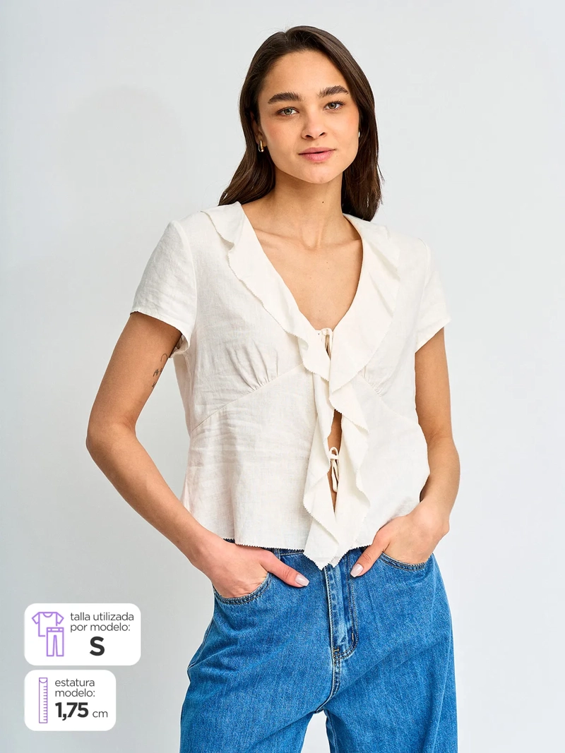 BLUSA MUJER MARQUIS LINO VOLANTES - 1