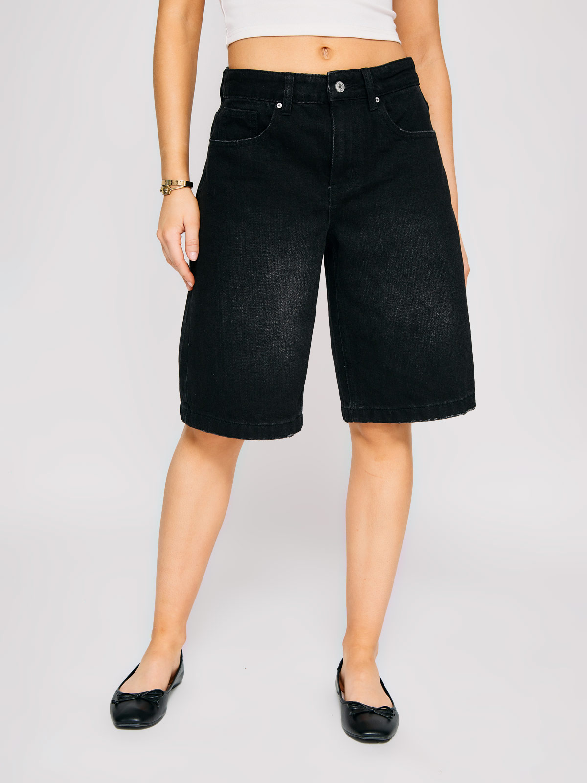 SHORT MUJER INDEX ALGODÓN LARGO DENIM - 2