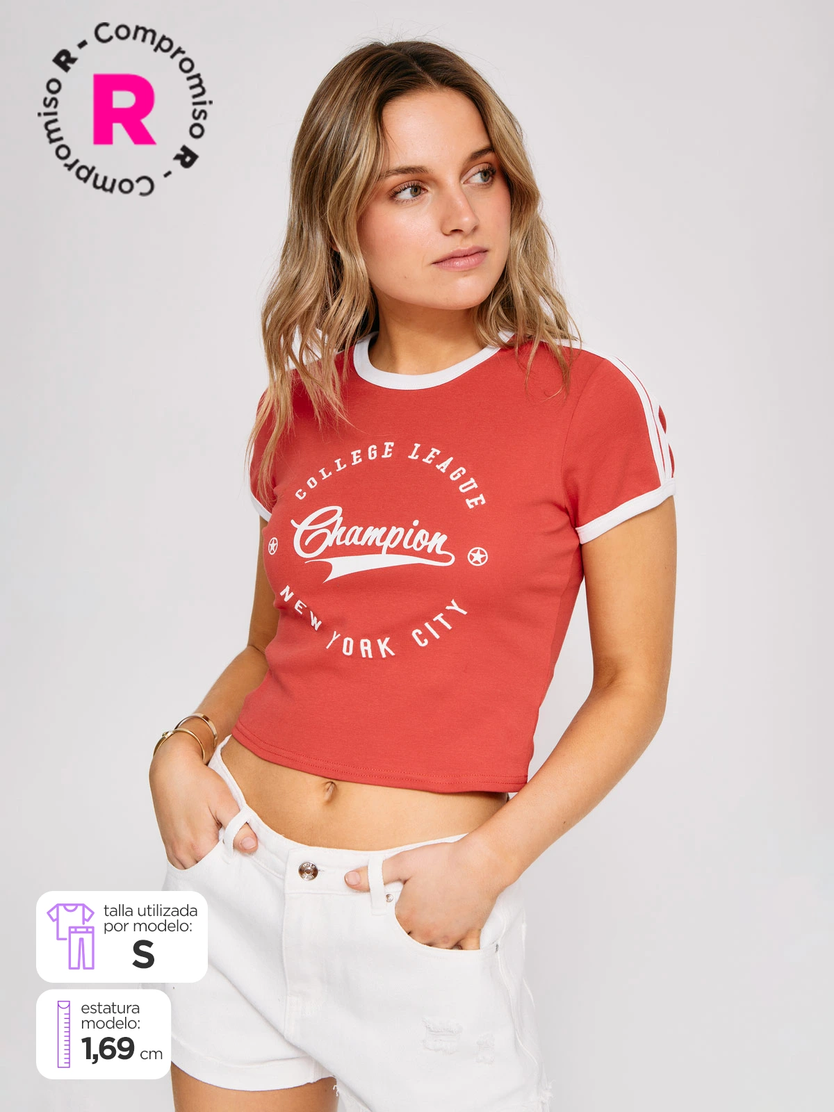 POLERA MUJER INDEX ALGODÓN MANGA CORTA COLLEGE - 1
