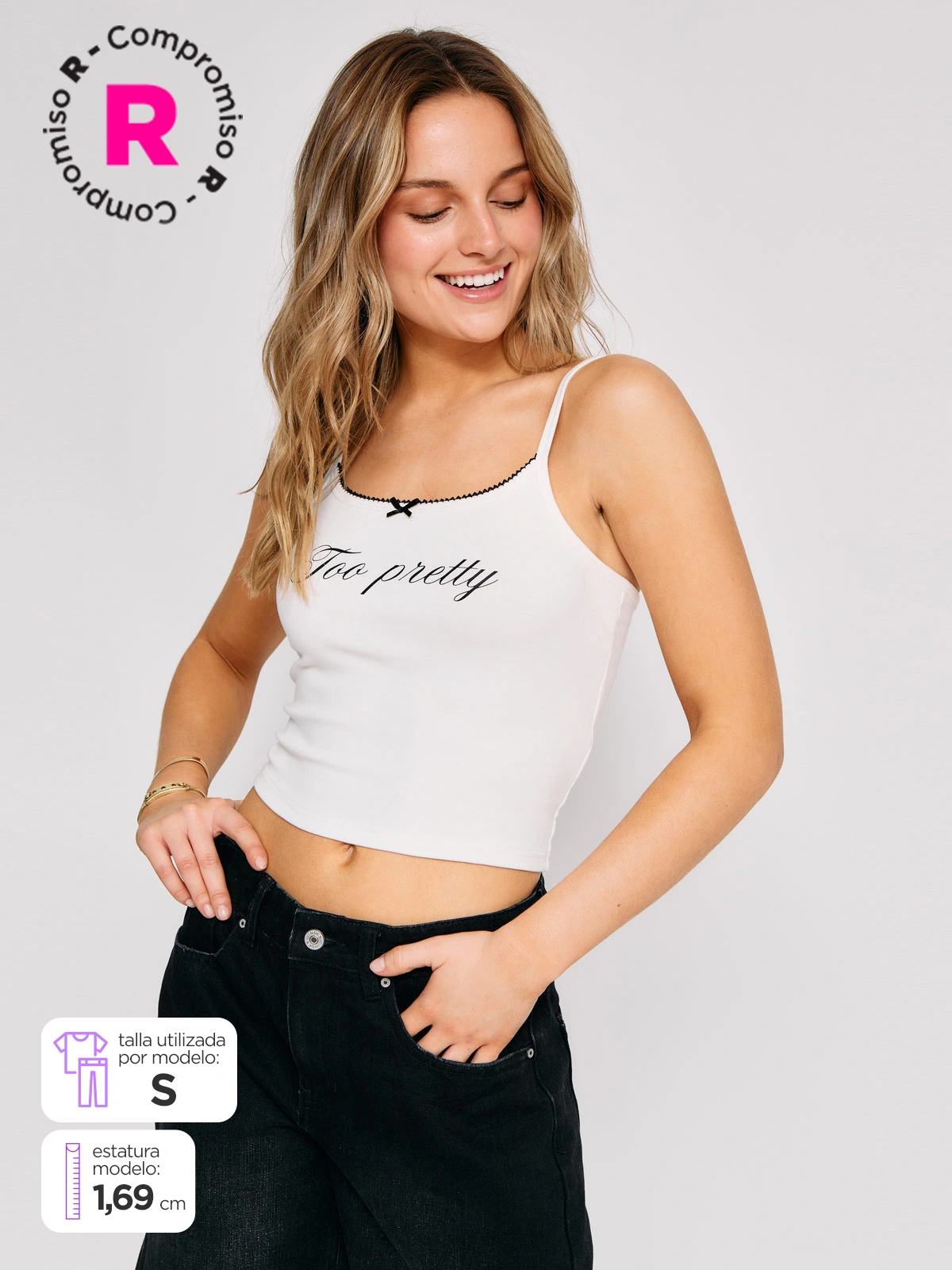 POLERA MUJER INDEX ALGODÓN SIN MANGAS PABILO BORDADO - 1