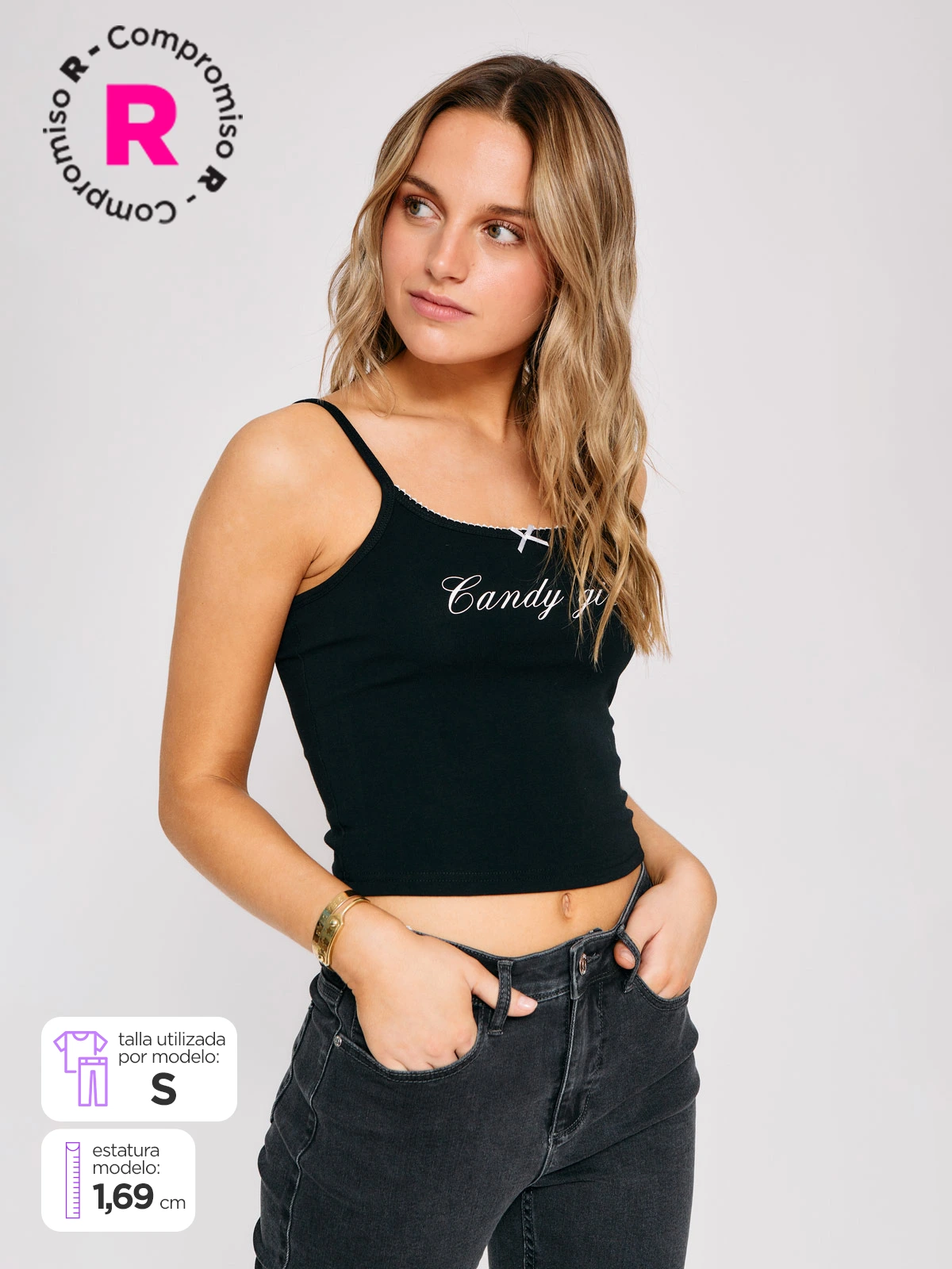 POLERA MUJER INDEX ALGODÓN SIN MANGAS PABILO BORDADO - 1