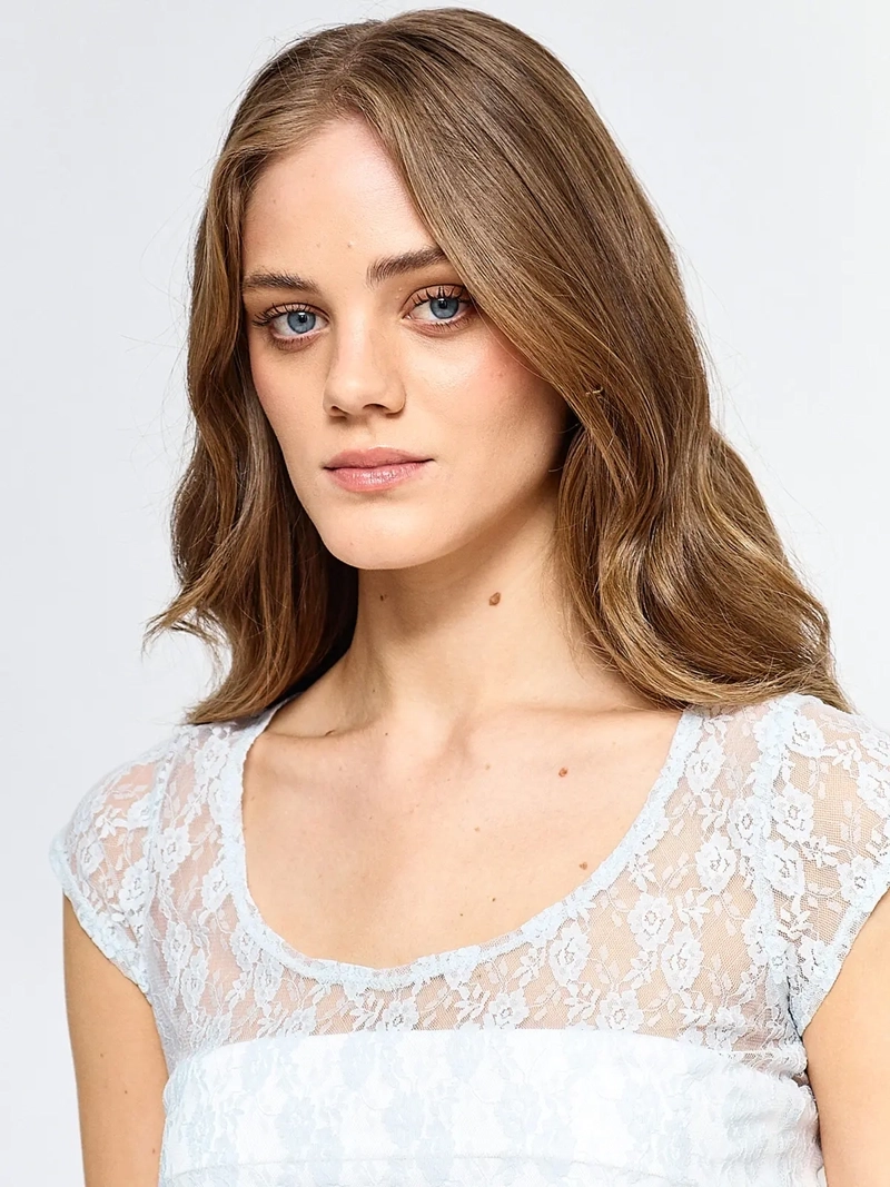 POLERA MUJER INDEX MANGA CORTA ENCAJE - 3
