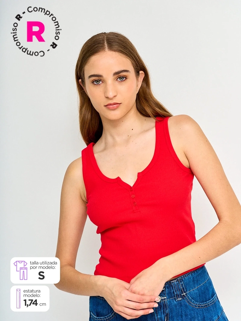POLERA MUJER INDEX ALGODÓN SIN MANGAS BÁSICA - 1