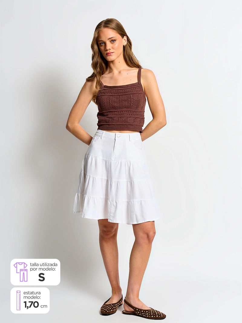 FALDA MUJER INDEX LINO MIDI CAPAS - 1