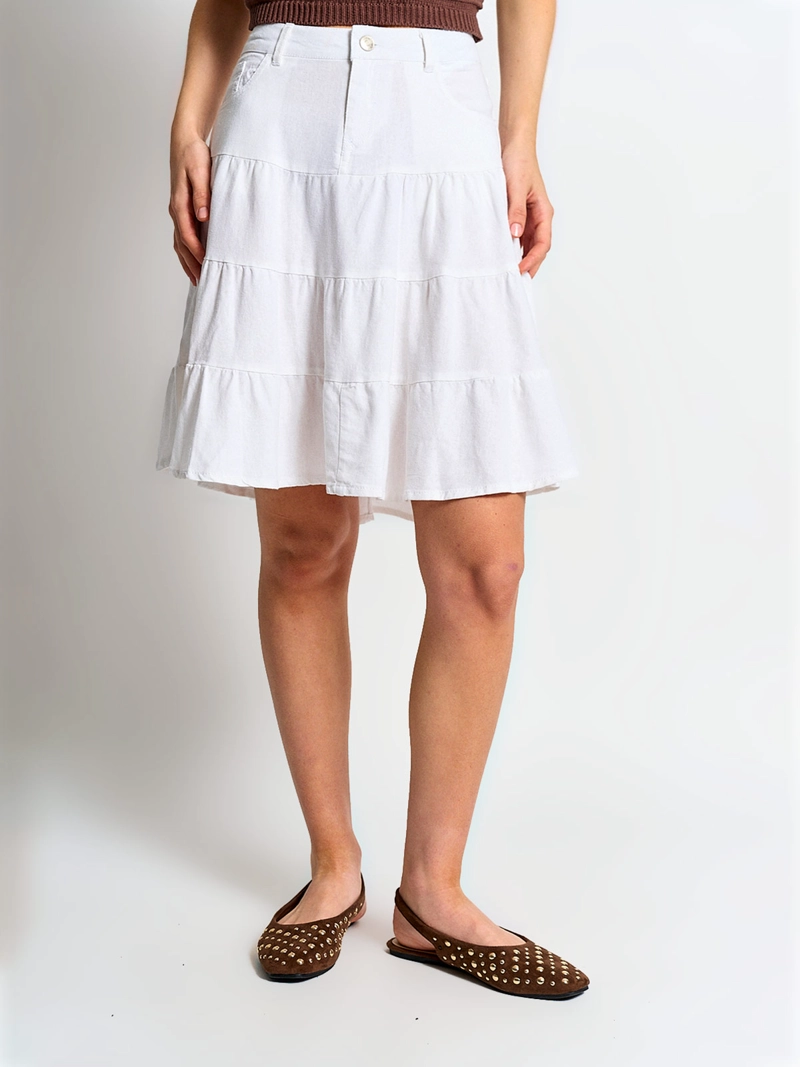 FALDA MUJER INDEX LINO MIDI CAPAS - 2