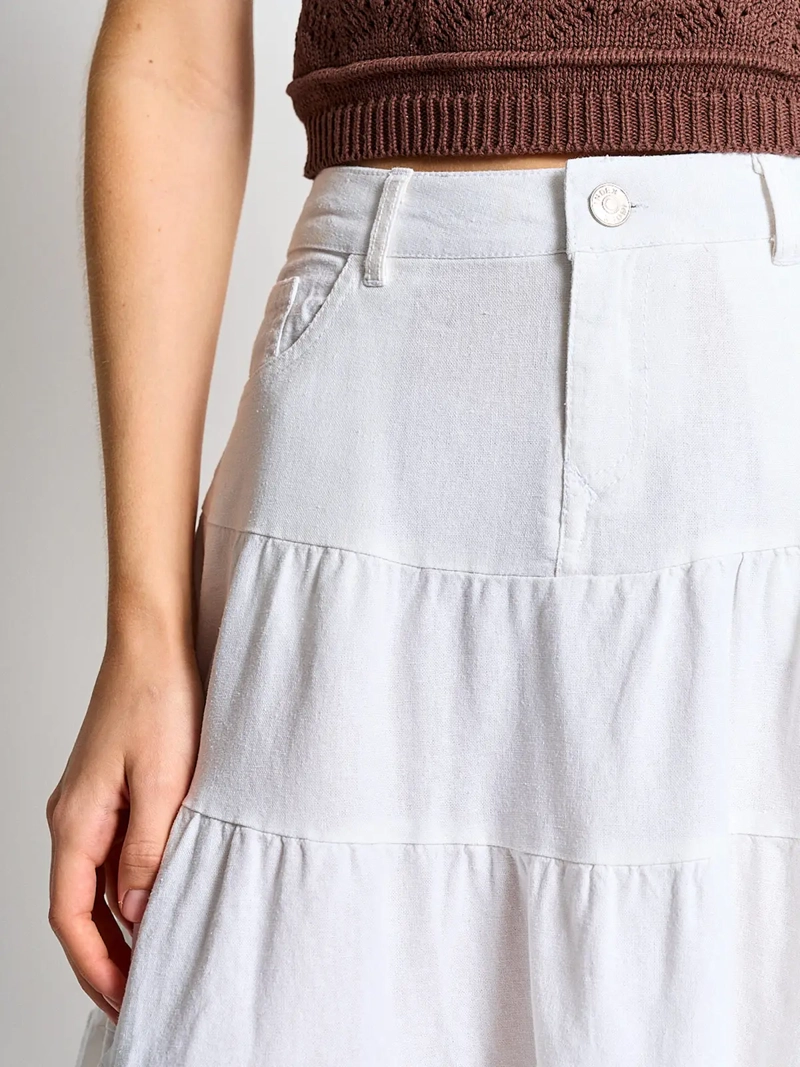 FALDA MUJER INDEX LINO MIDI CAPAS - 4