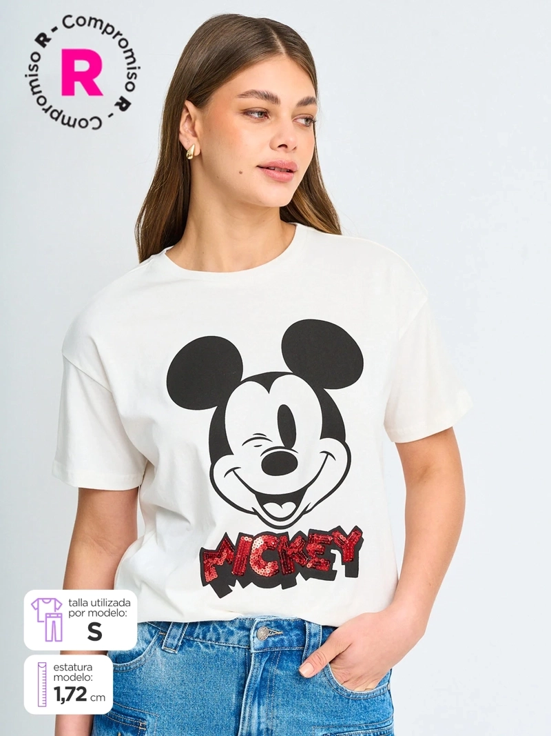 POLERA MUJER DISNEY ALGODÓN MANGA CORTA MICKEY - 1