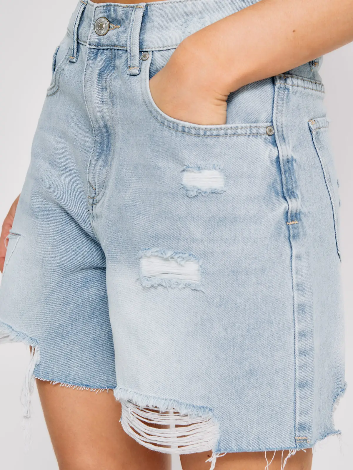 SHORT MUJER INDEX ALGODÓN LARGO DENIM ROTURAS - 4