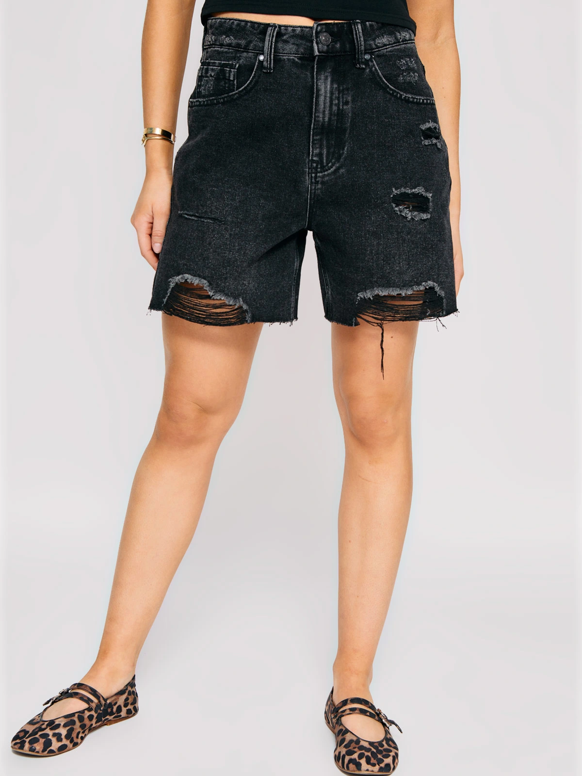SHORT MUJER INDEX ALGODÓN LARGO DENIM ROTURAS - 2