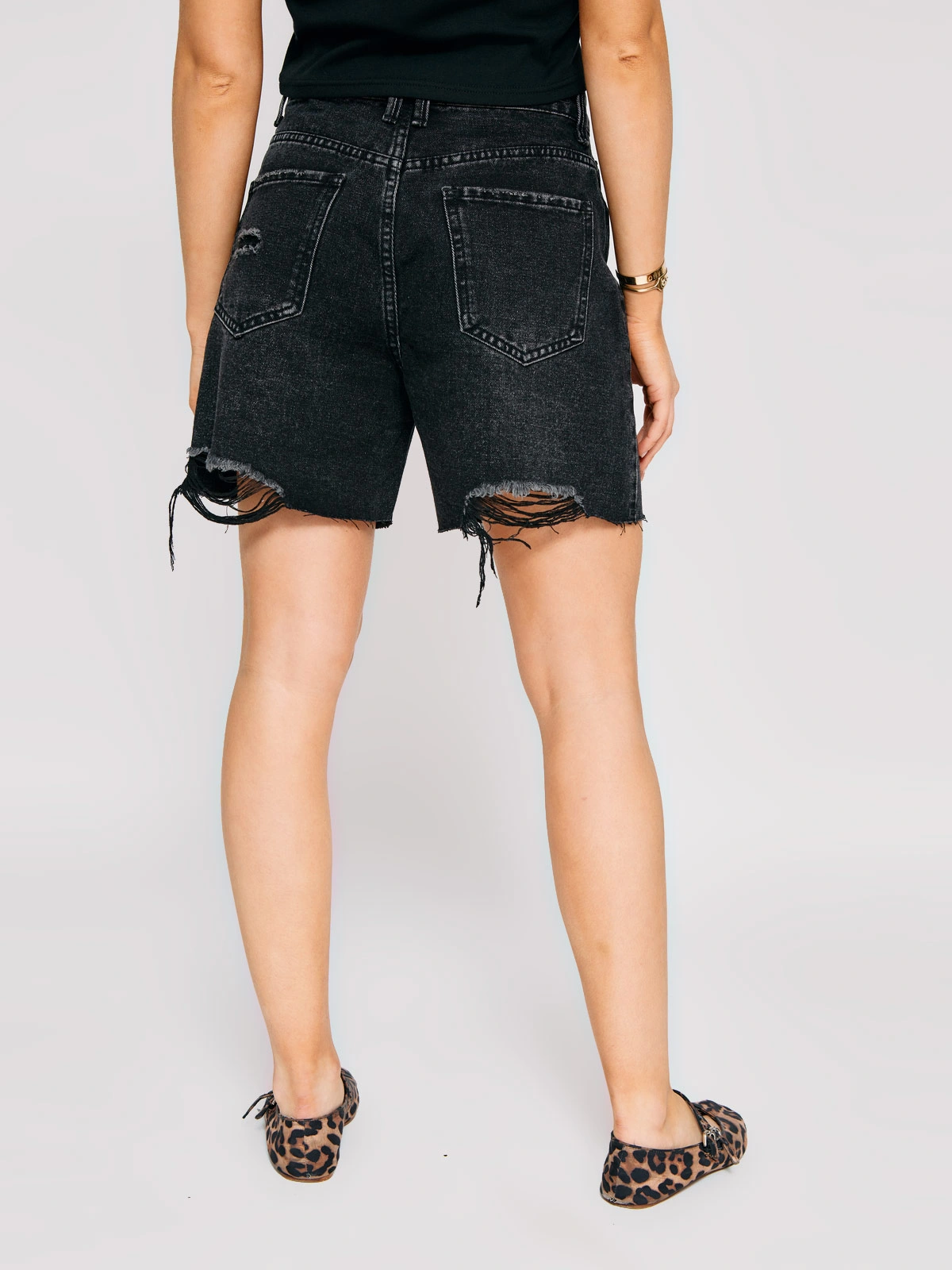 SHORT MUJER INDEX ALGODÓN LARGO DENIM ROTURAS - 3