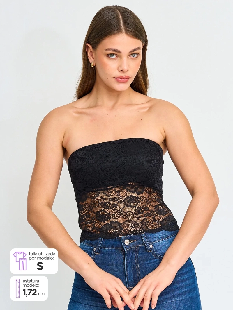 POLERA MUJER INDEX STRAPLESS ENCAJE - 1