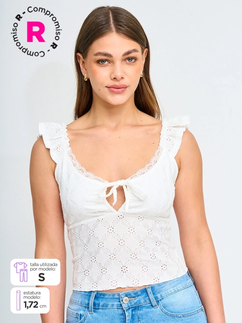 POLERA MUJER INDEX SIN MANGAS MACRAMÉ - 1