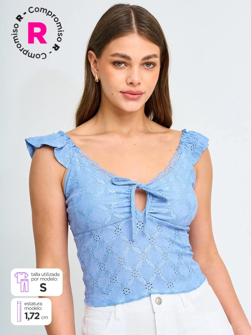 POLERA MUJER INDEX SIN MANGAS MACRAMÉ - 1