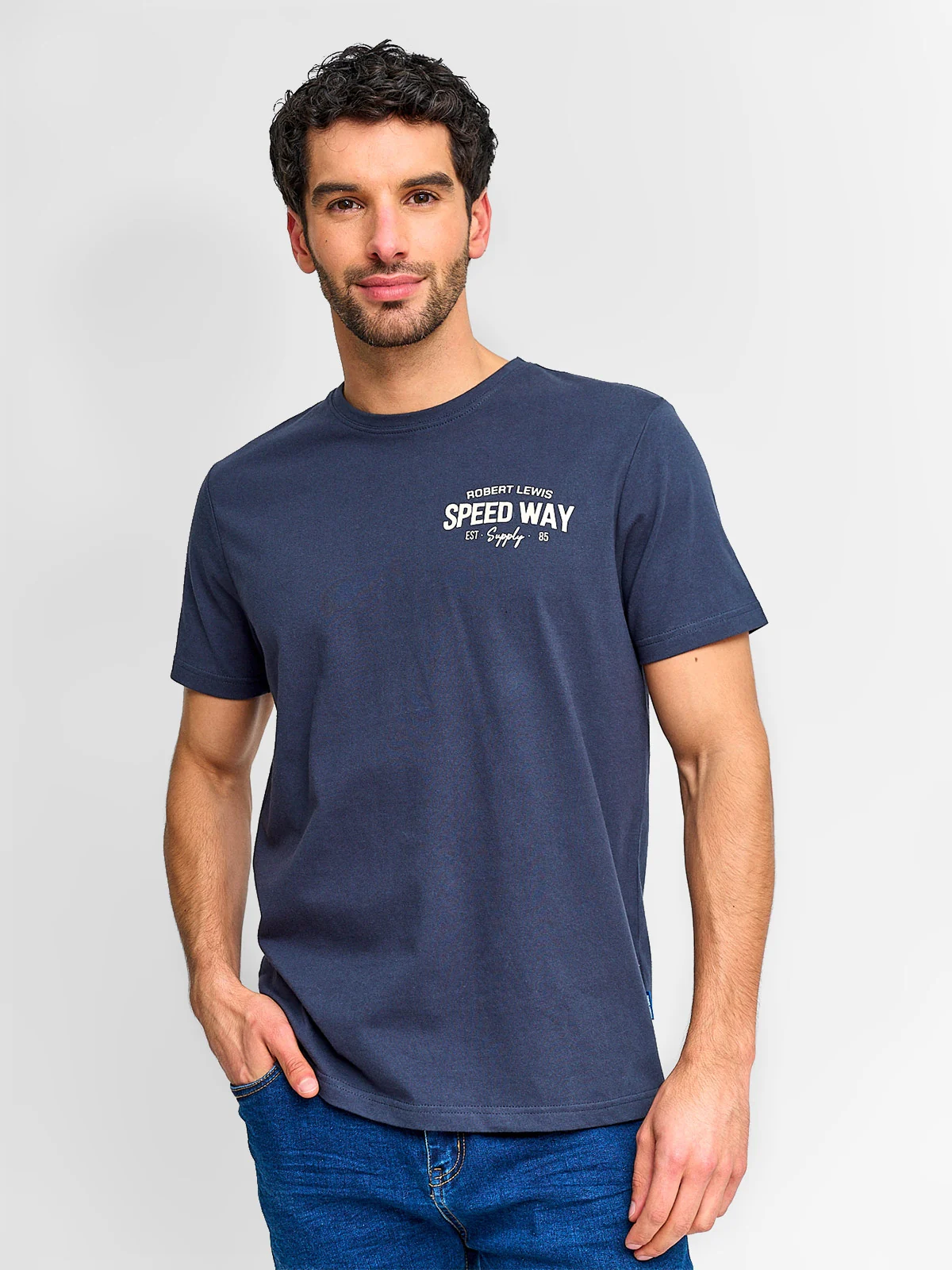 POLERA HOMBRE ROBERT LEWIS ALGODÓN MANGA CORTA