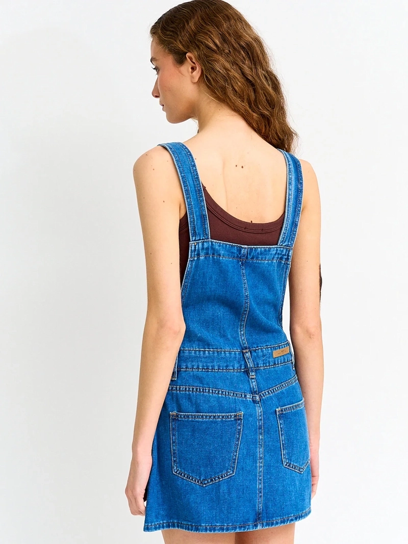 JARDINERA MUJER INDEX ALGODÓN CORTA DENIM - 3