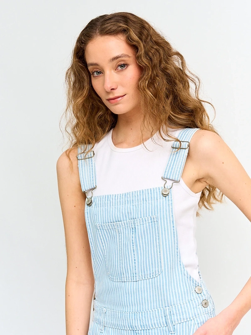 JARDINERA MUJER INDEX ALGODÓN CORTA DENIM - 4