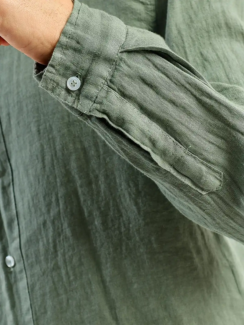 CAMISA HOMBRE SPAVALDI LINO CUELLO CAMISERO MANGA LARGA - 4