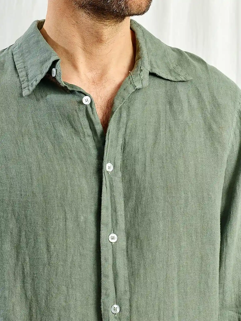 CAMISA HOMBRE SPAVALDI LINO CUELLO CAMISERO MANGA LARGA - 5