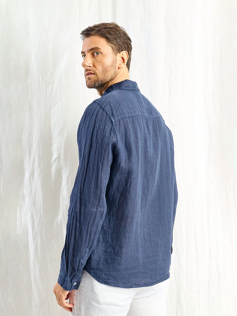 CAMISA HOMBRE SPAVALDI LINO CUELLO CAMISERO MANGA LARGA - 3