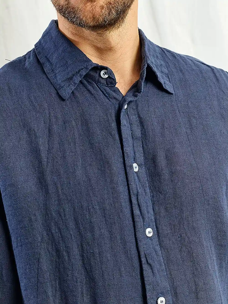 CAMISA HOMBRE SPAVALDI LINO CUELLO CAMISERO MANGA LARGA - 5