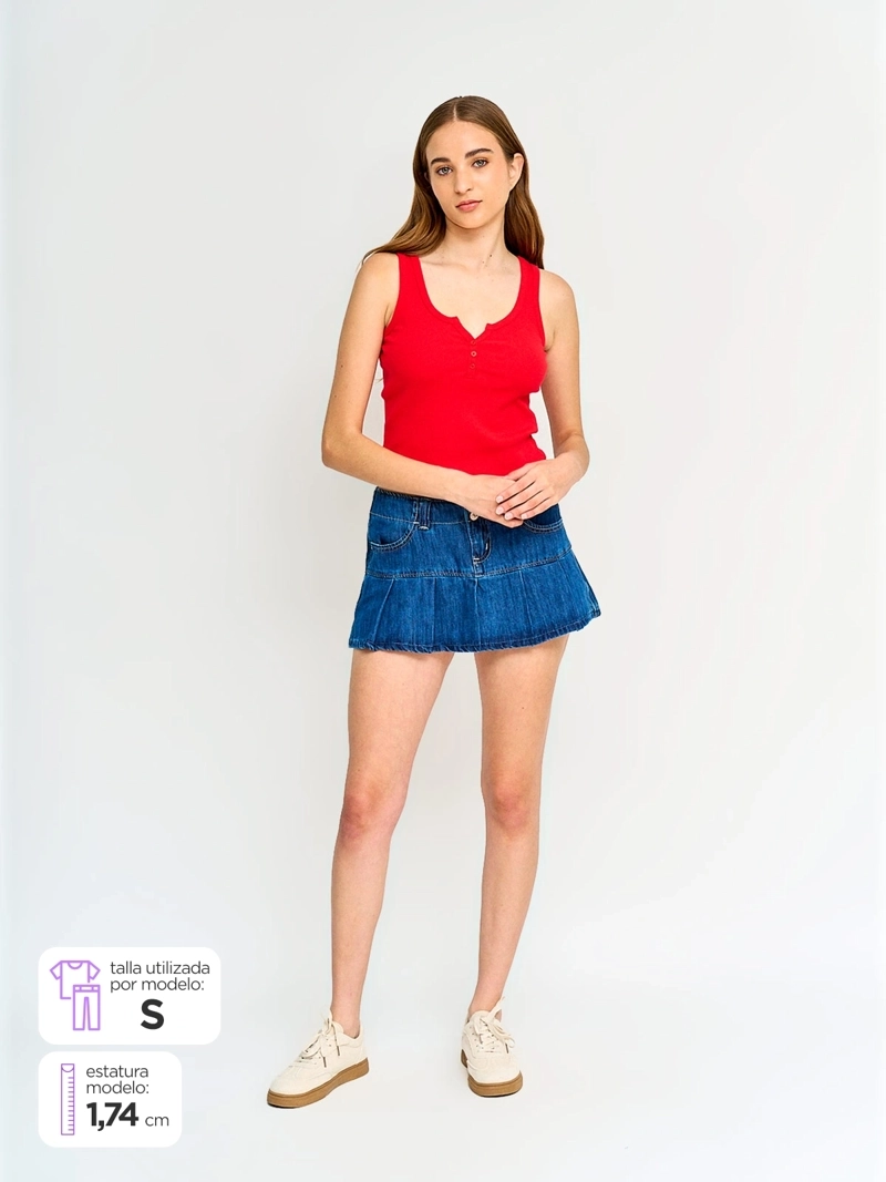 FALDA SHORT MUJER INDEX ALGODÓN TABLEADA