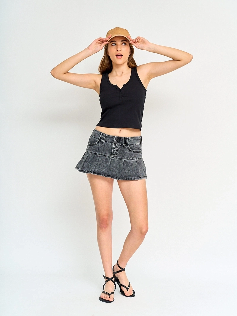 FALDA SHORT MUJER INDEX ALGODÓN TABLEADA - 1