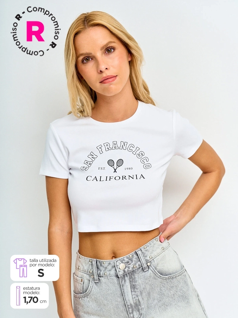 POLERA MUJER INDEX ALGODÓN MANGA CORTA COLLEGE - 1