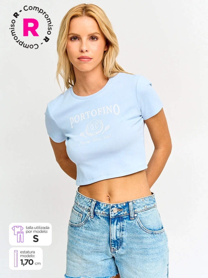 POLERA MUJER INDEX ALGODÓN MANGA CORTA COLLEGE - 1