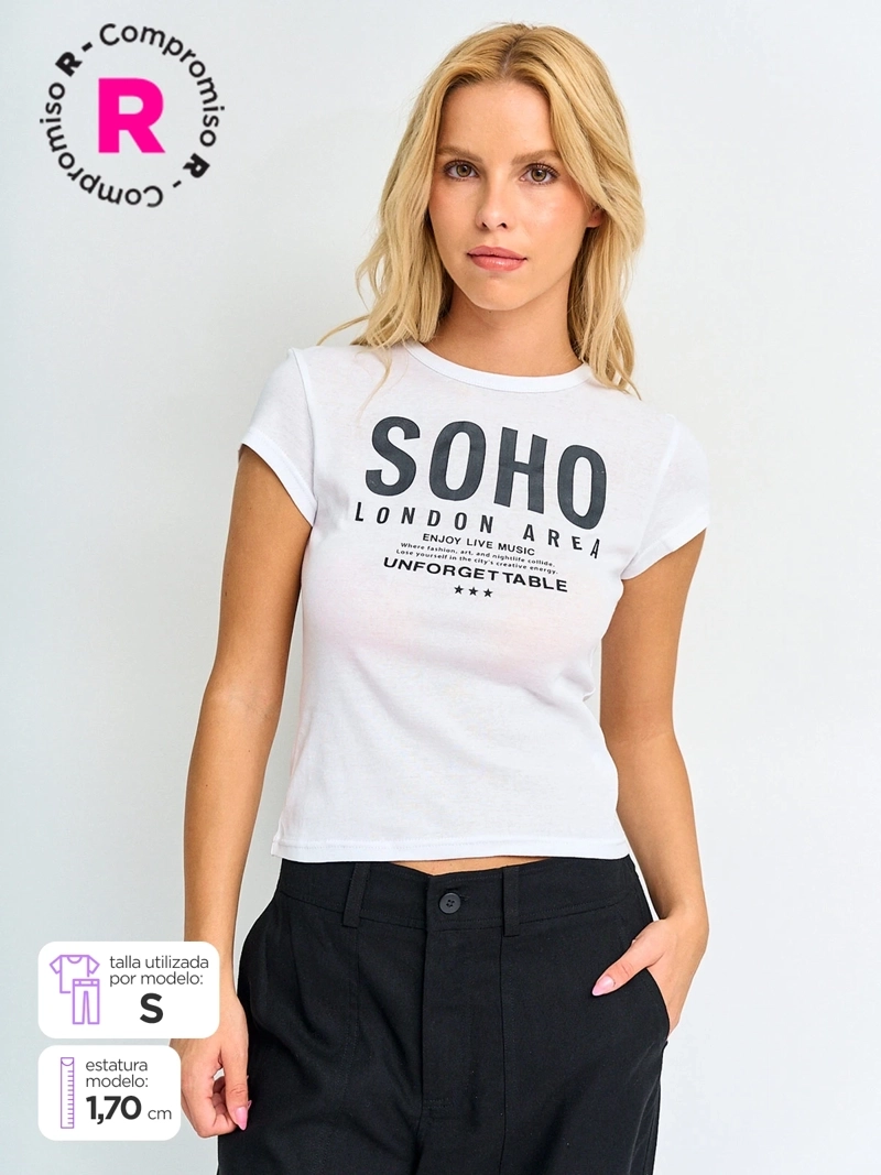 POLERA MUJER INDEX ALGODÓN MANGA CORTA GRÁFICA - 1