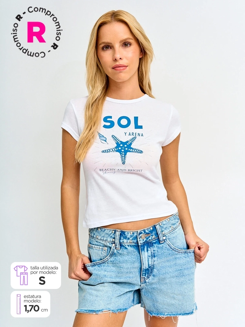 POLERA MUJER INDEX ALGODÓN MANGA CORTA GRÁFICA - 1