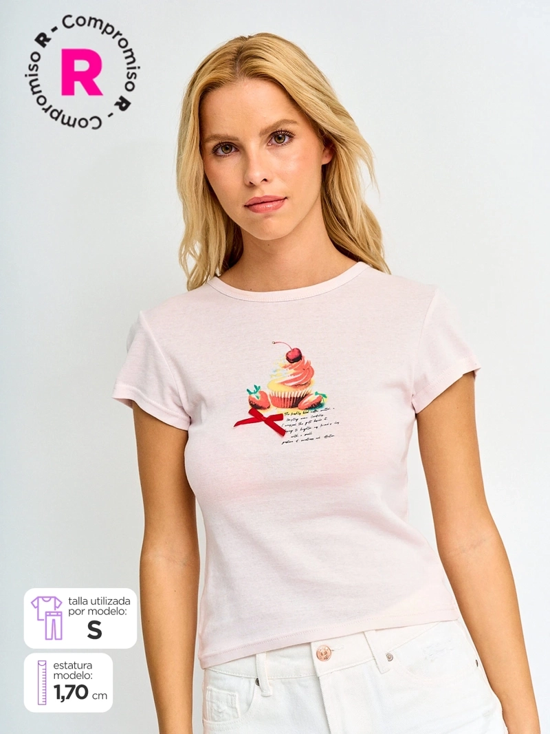 POLERA MUJER INDEX ALGODÓN MANGA CORTA GRÁFICA - 1