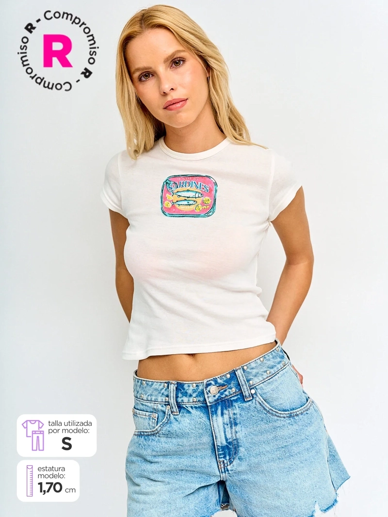 POLERA MUJER INDEX ALGODÓN MANGA CORTA GRÁFICA - 1