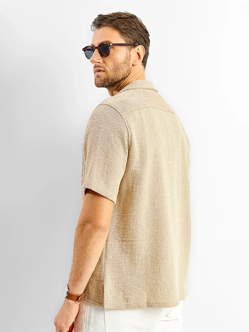 CAMISA HOMBRE SPAVALDI ALGODÓN MANGA CORTA TEXTURA LISA - 2