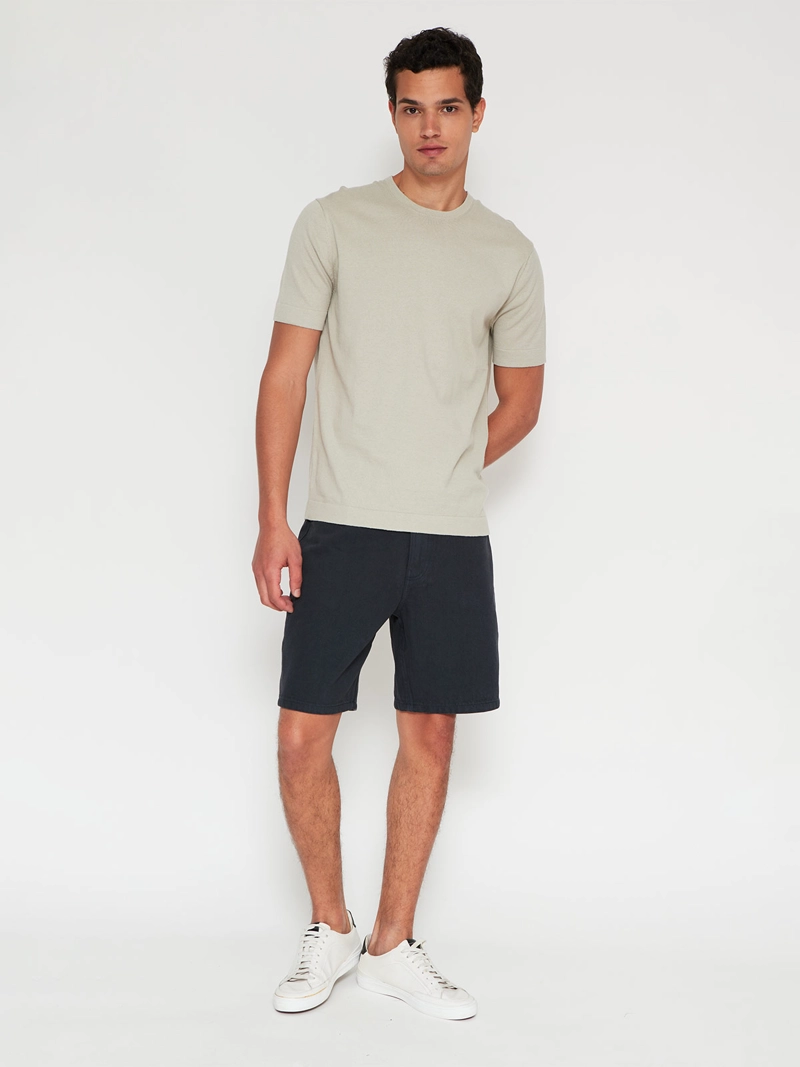 POLERA HOMBRE CACHAREL ALGODÓN CUELLO REDONDO MANGA CORTA TEJIDA - 4